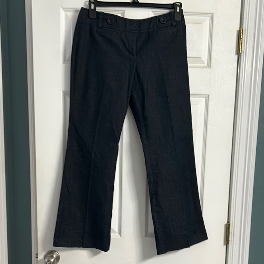 Anne Taylor Black Denim Wide-Leg Pants Petite Size 8 Signature Fit